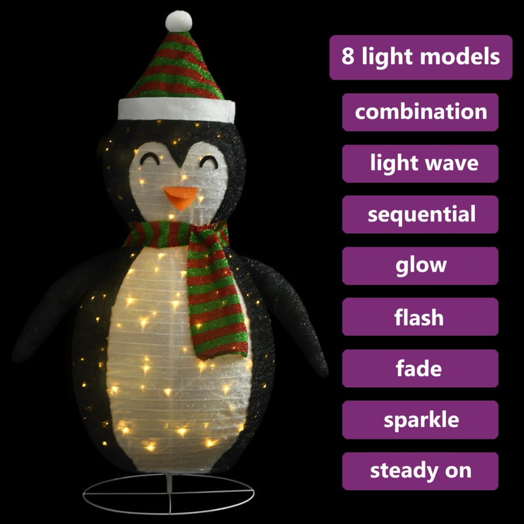 vidaXL Kerstpinguïn decoratief LED 60 cm luxe stof