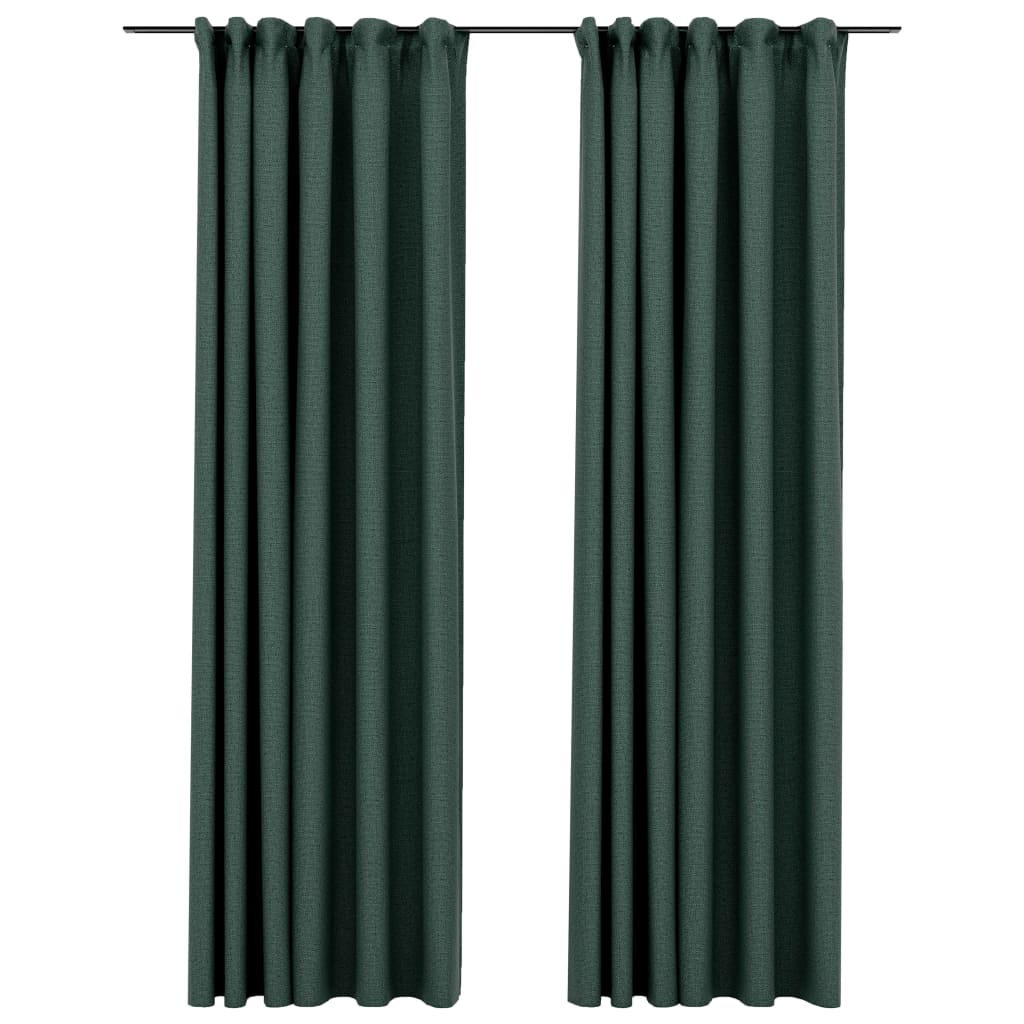 vidaXL Gordijnen linnen-look verduisterend haken 2 st 140x245 cm groen