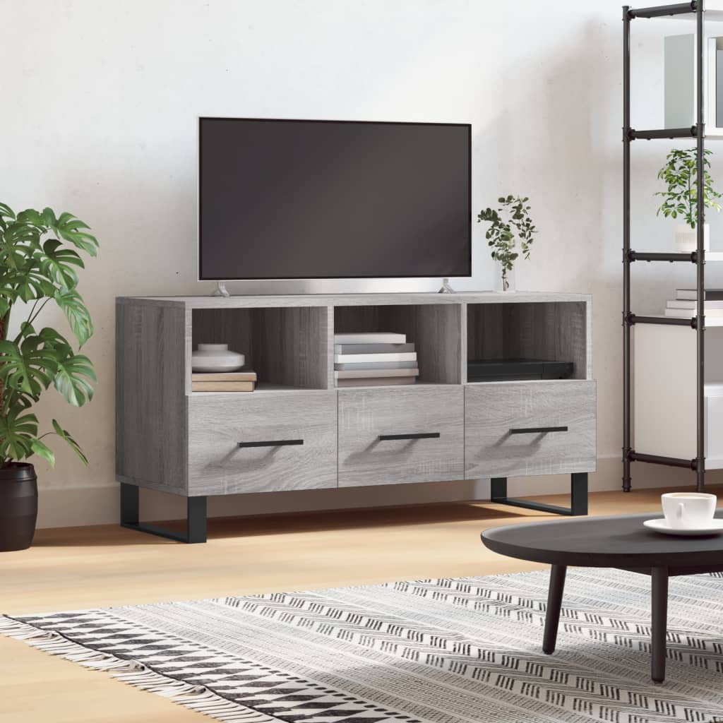 vidaXL Tv-meubel 102x36x50 cm bewerkt hout grijs sonoma eikenkleurig