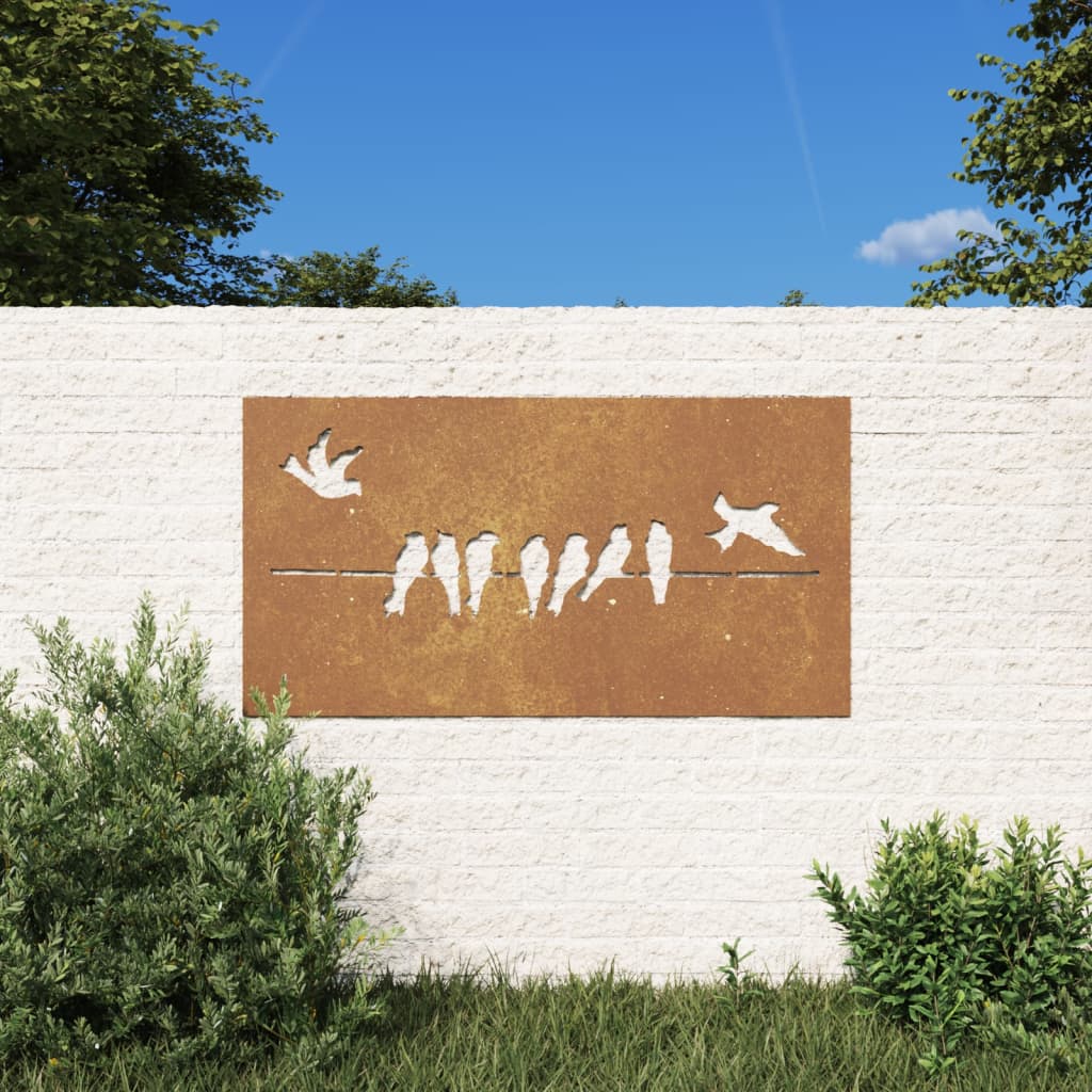 vidaXL Wanddecoratie tuin vogelontwerp 105x55 cm cortenstaal