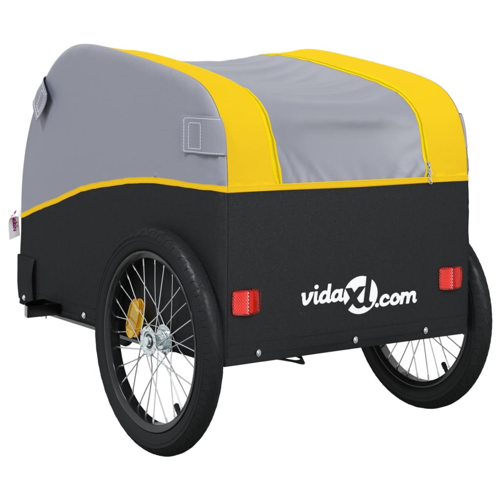 vidaXL Fietstrailer 45 kg ijzer zwart en geel