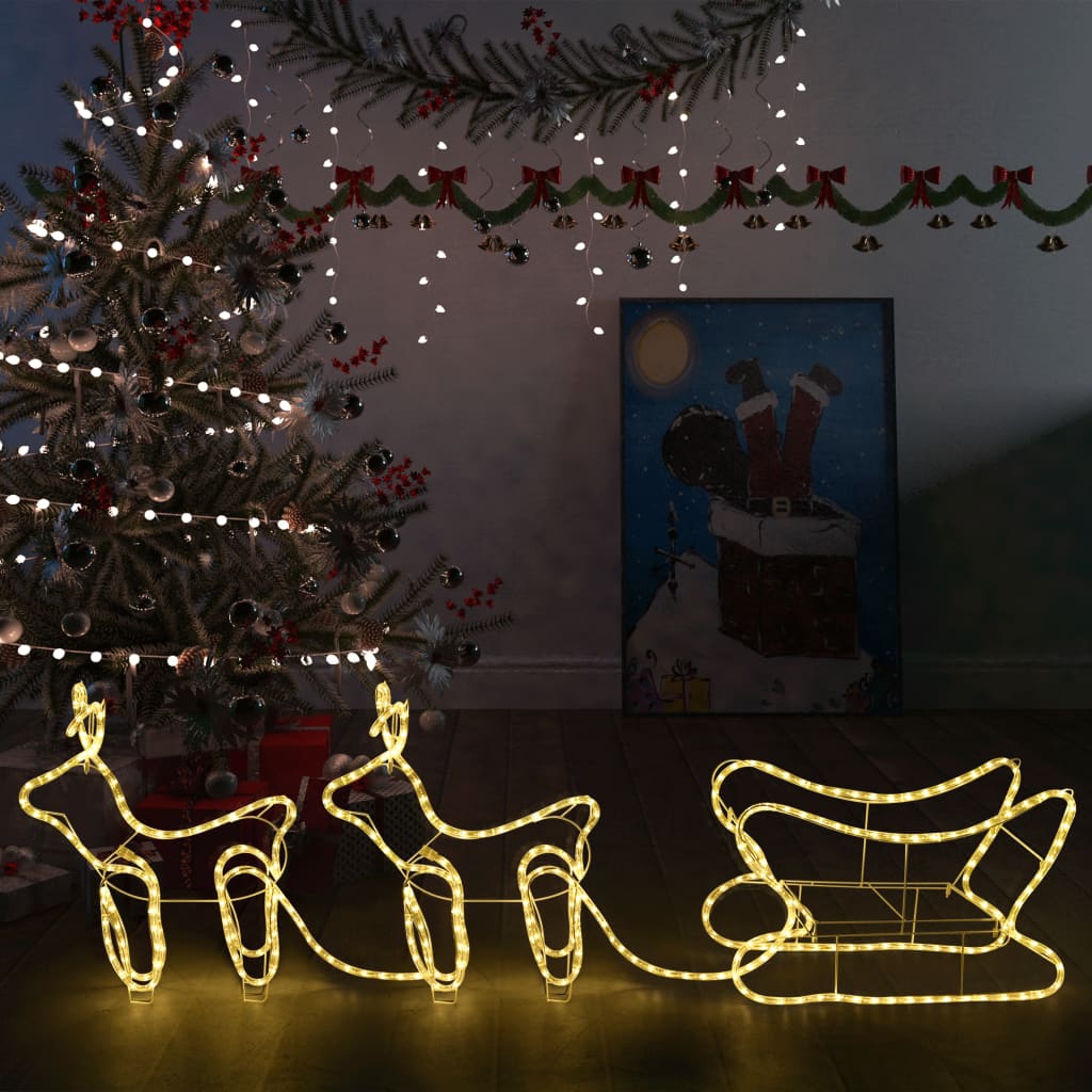 vidaXL Kerstdecoratie rendieren en slee 576 LED's