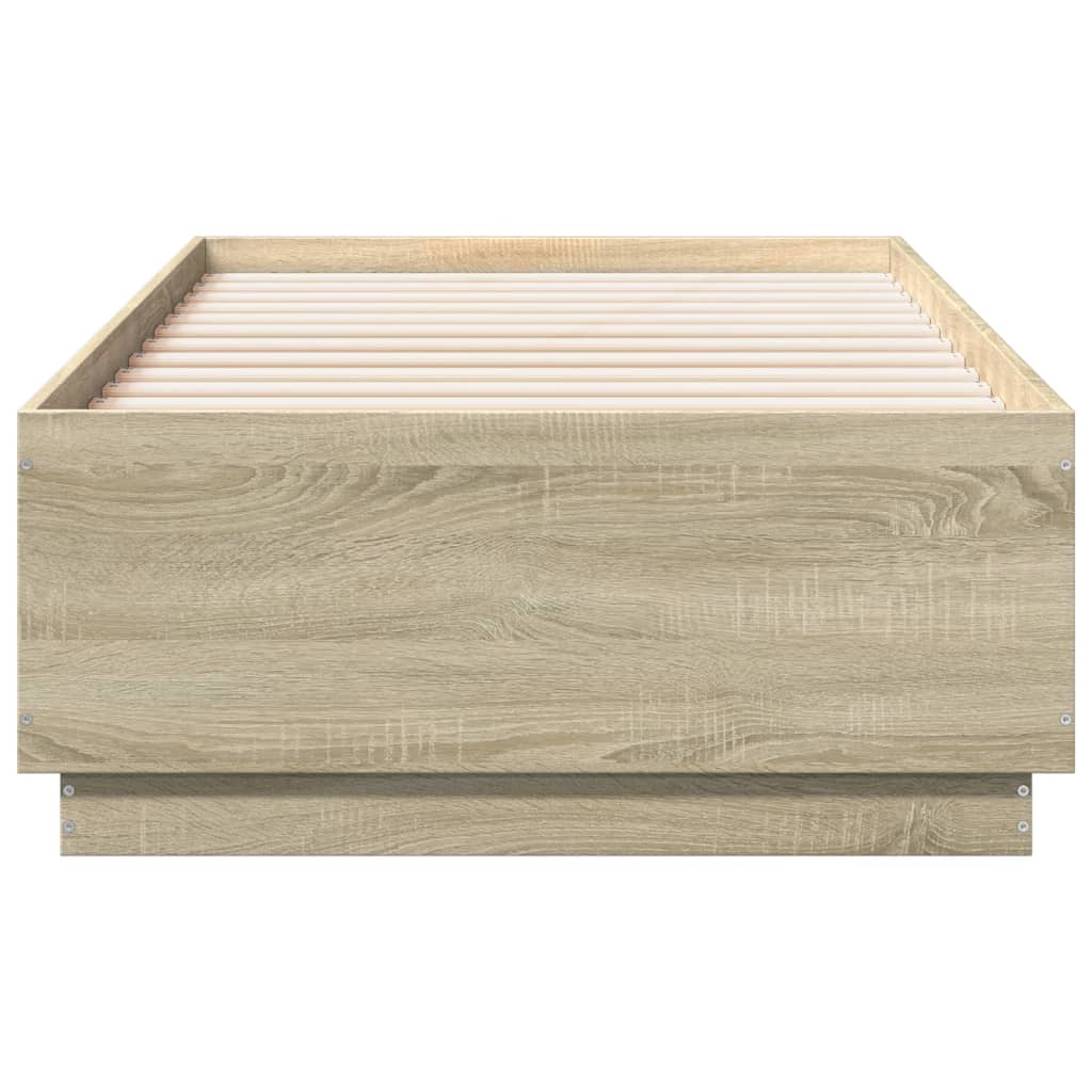 vidaXL Bedframe bewerkt hout sonoma eikenkleurig 75x190 cm