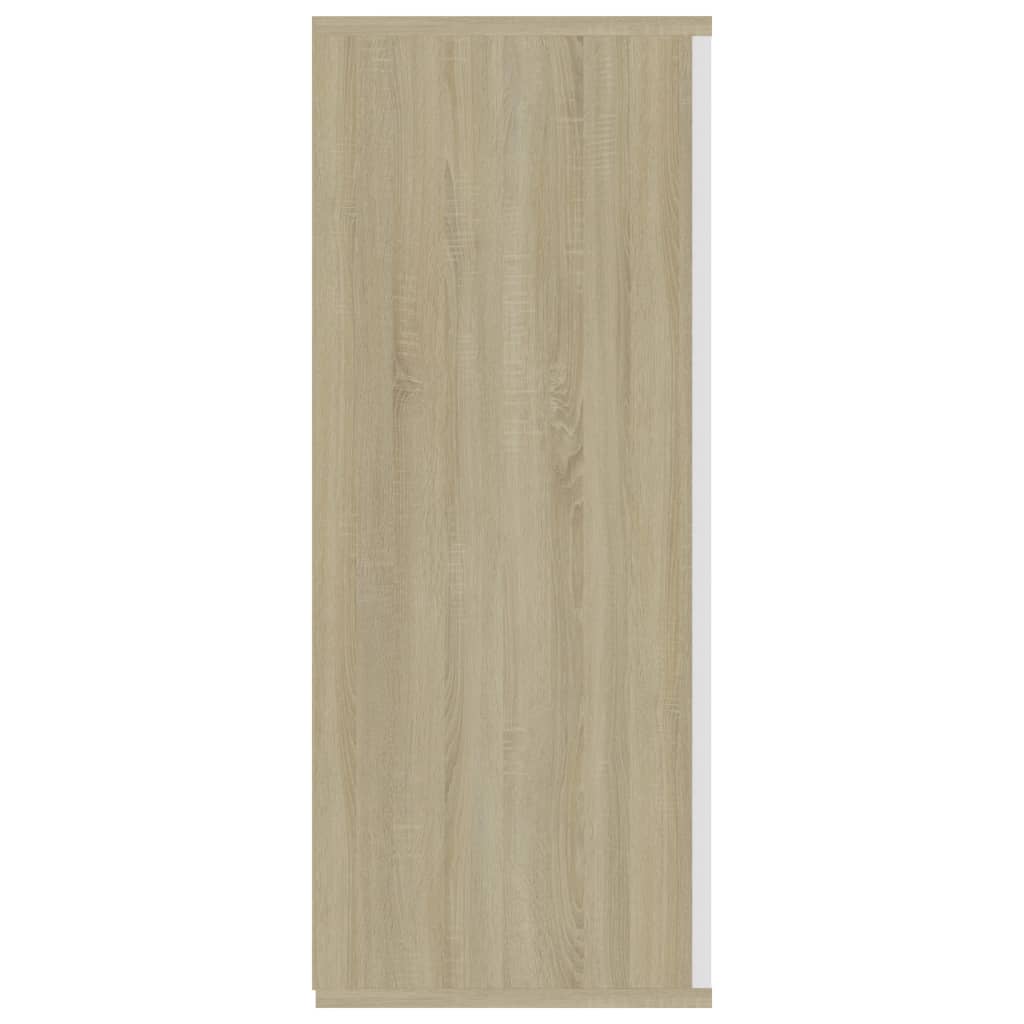 vidaXL Dressoir 105x30x75 cm bewerkt hout wit en sonoma eikenkleurig