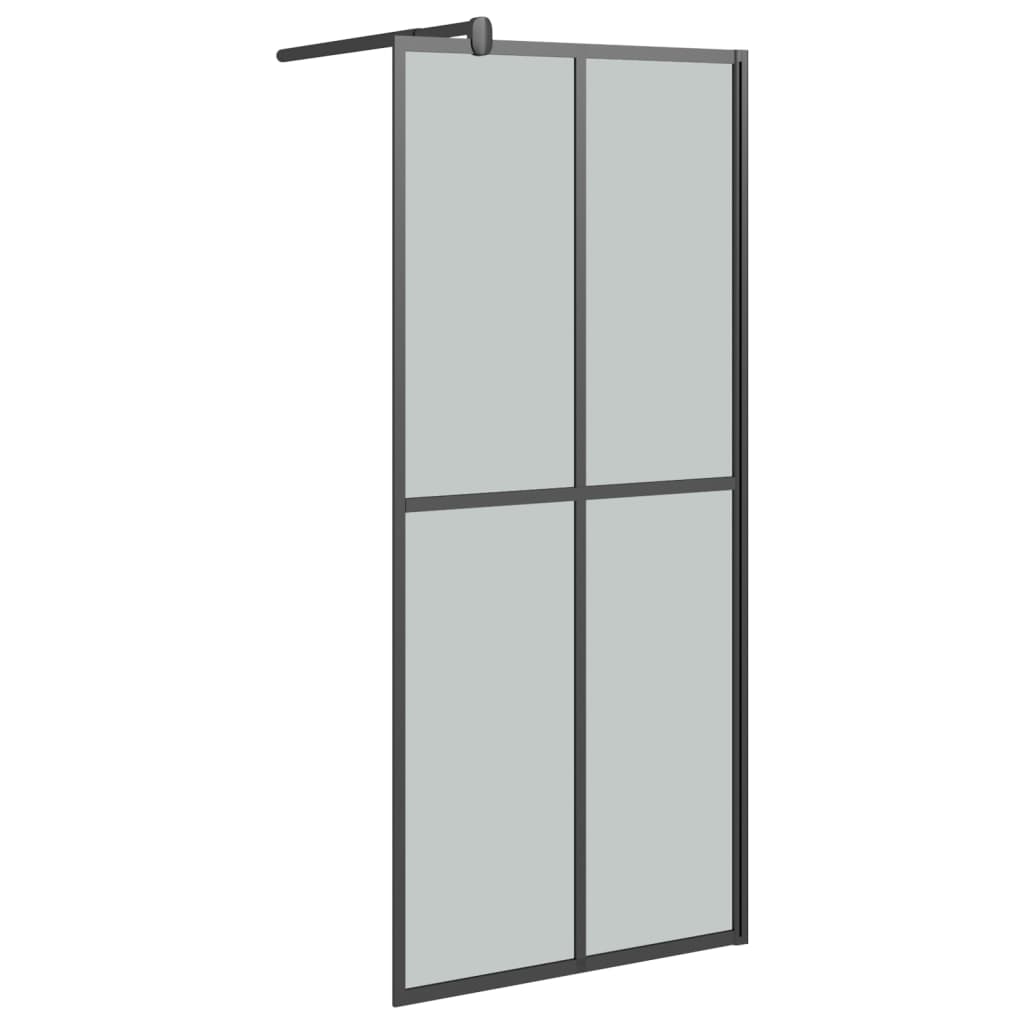 vidaXL Inloopdouchewand met schap 80x195 cm ESG-Glas aluminium zwart