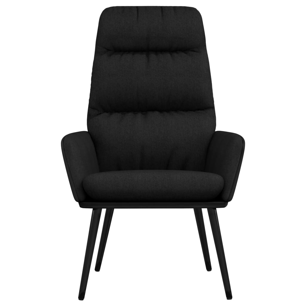 vidaXL Relaxstoel met voetenbank stof en kunstleer zwart