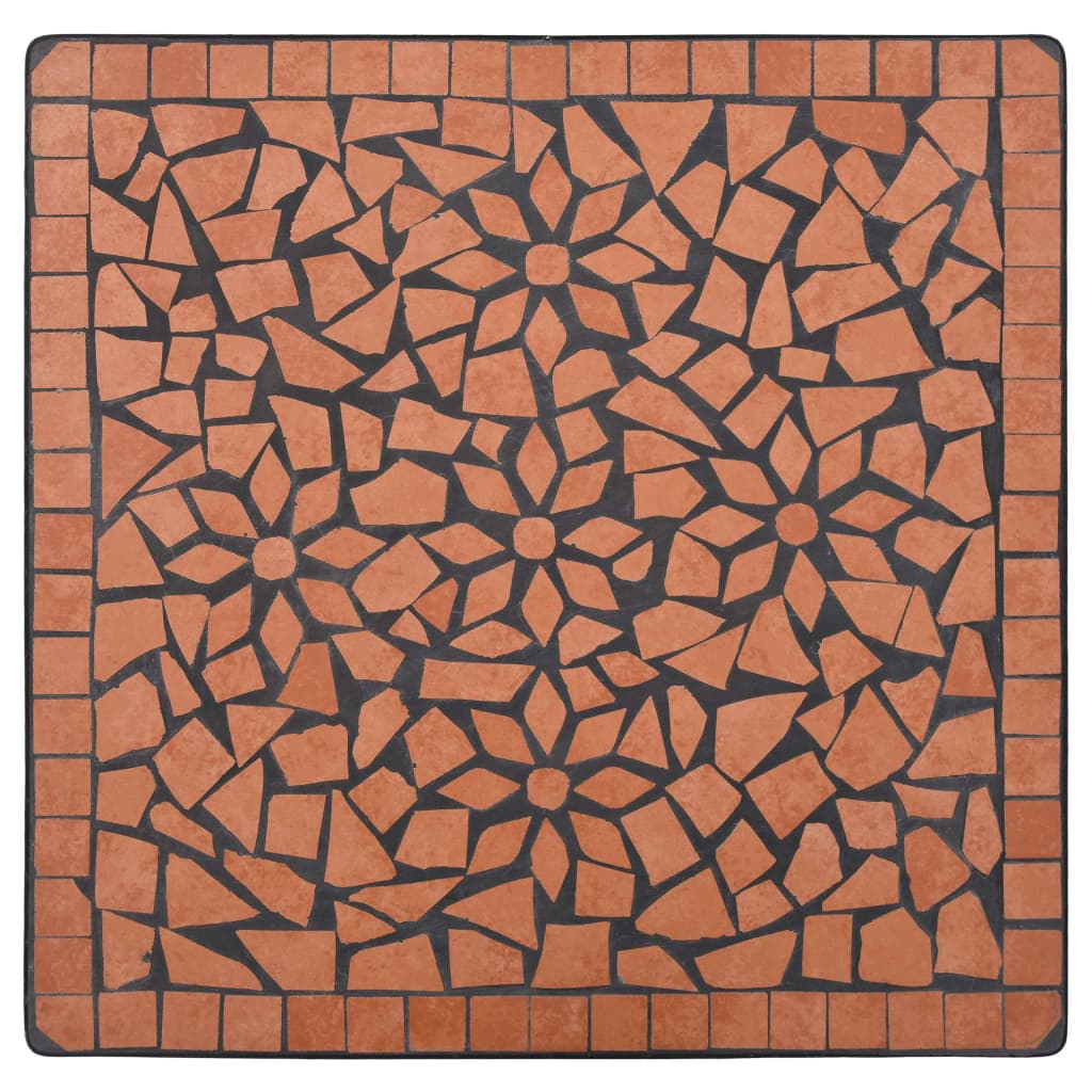 vidaXL 3-delige Bistroset mozaïek keramische tegel terracottakleurig