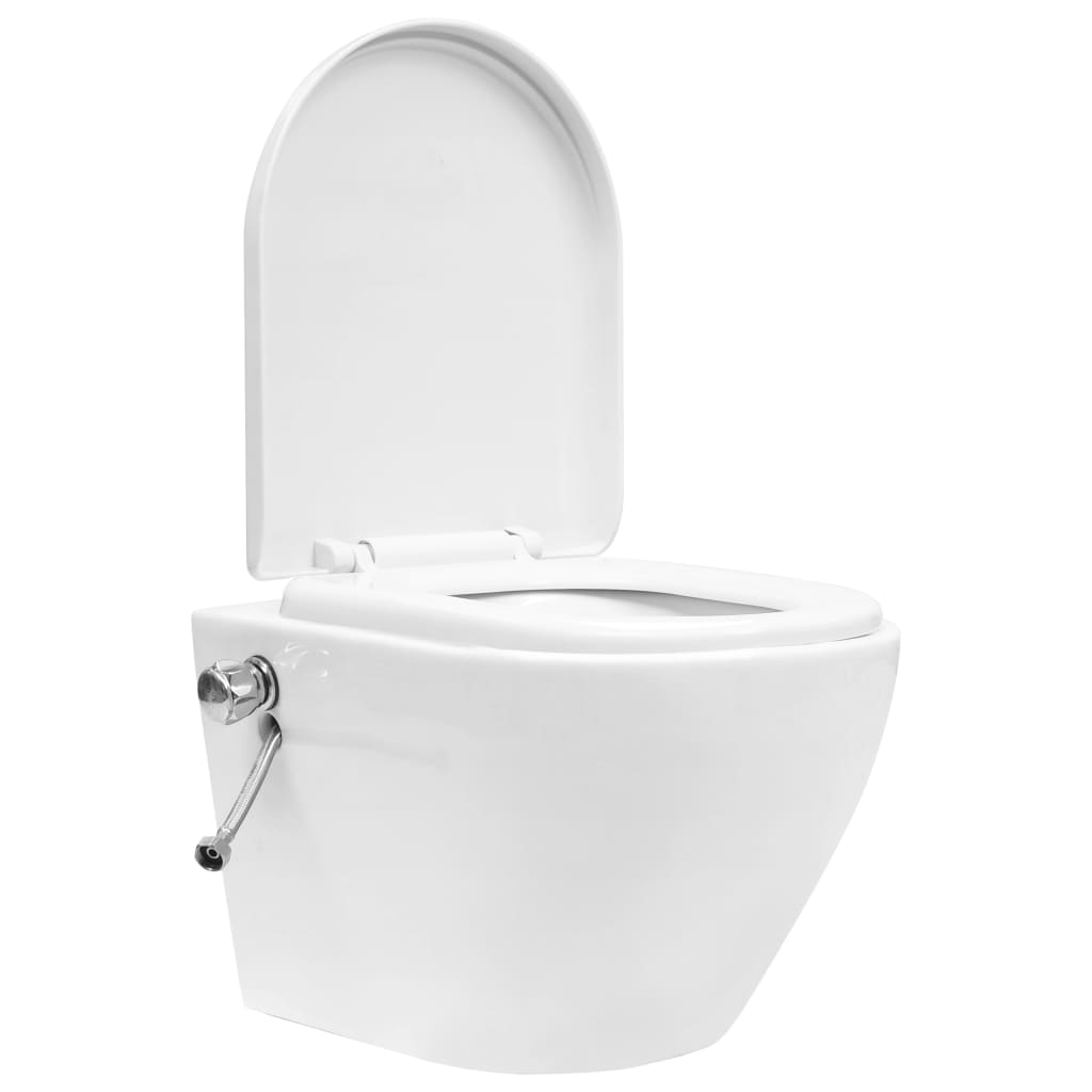 vidaXL Hangend toilet randloos met bidetfunctie keramiek wit