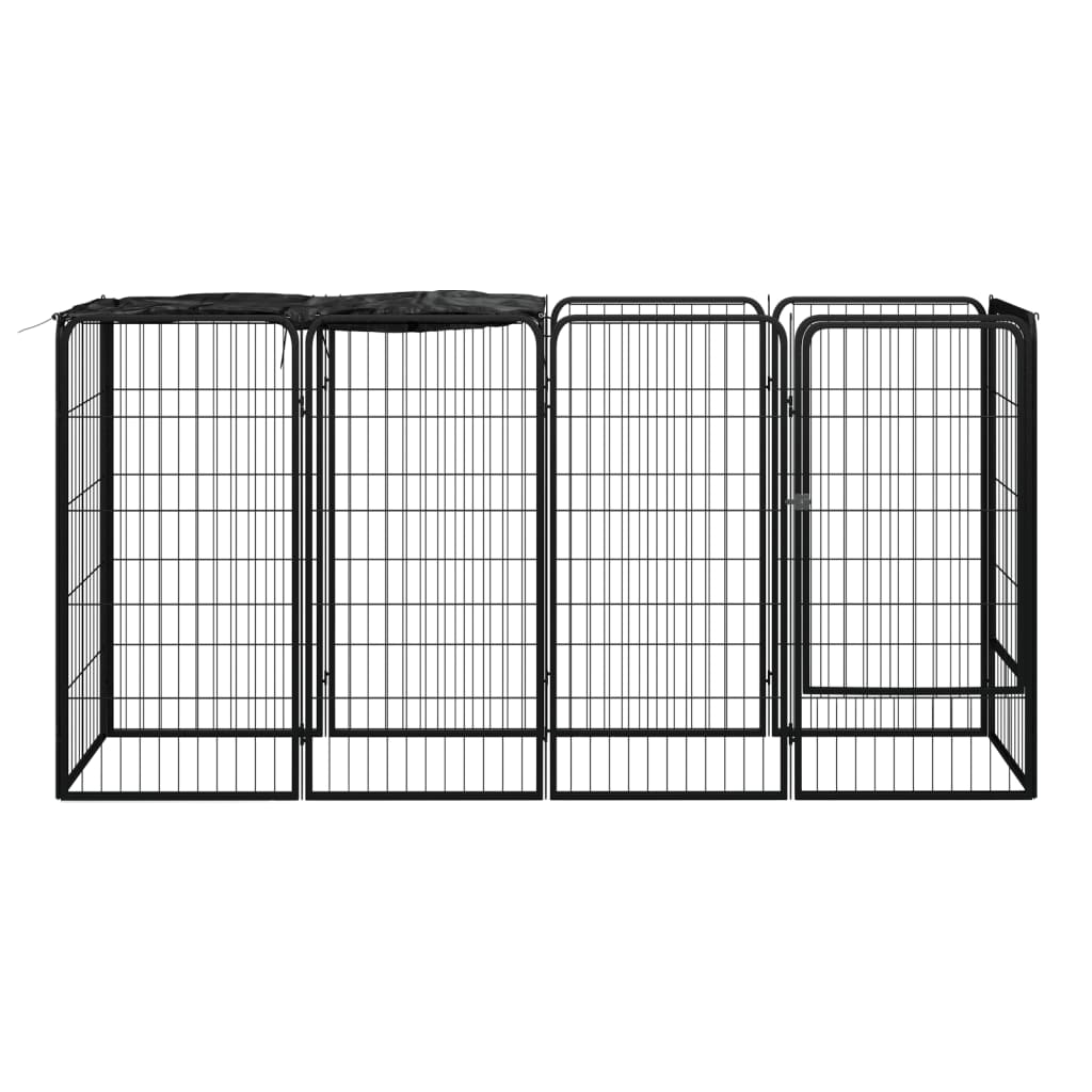 vidaXL Hondenkennel 10 panelen 50 x 100 cm gepoedercoat staal zwart