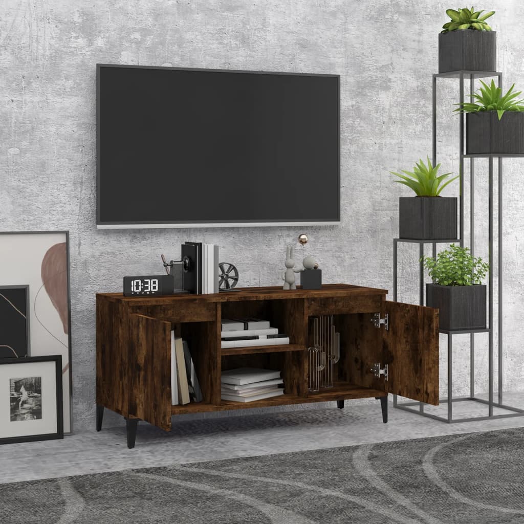vidaXL Tv-meubel met metalen poten 103,5x35x50 cm gerookt eikenkleurig