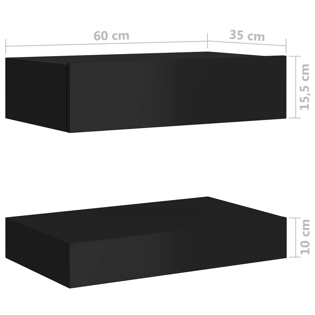vidaXL Nachtkastje 60x35 cm spaanplaat hoogglans zwart