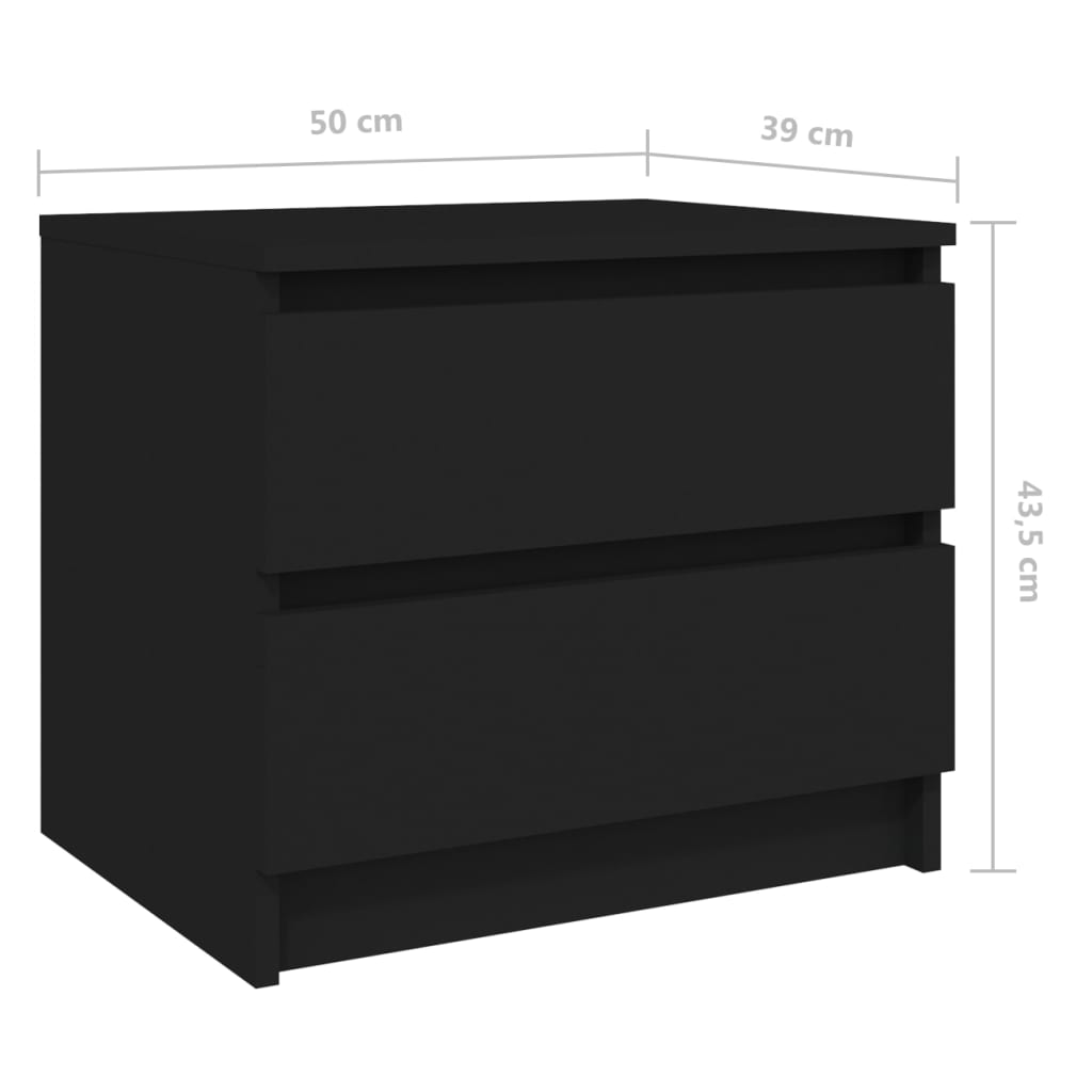 vidaXL Nachtkastjes 2 st 50x39x43,5 cm spaanplaat zwart