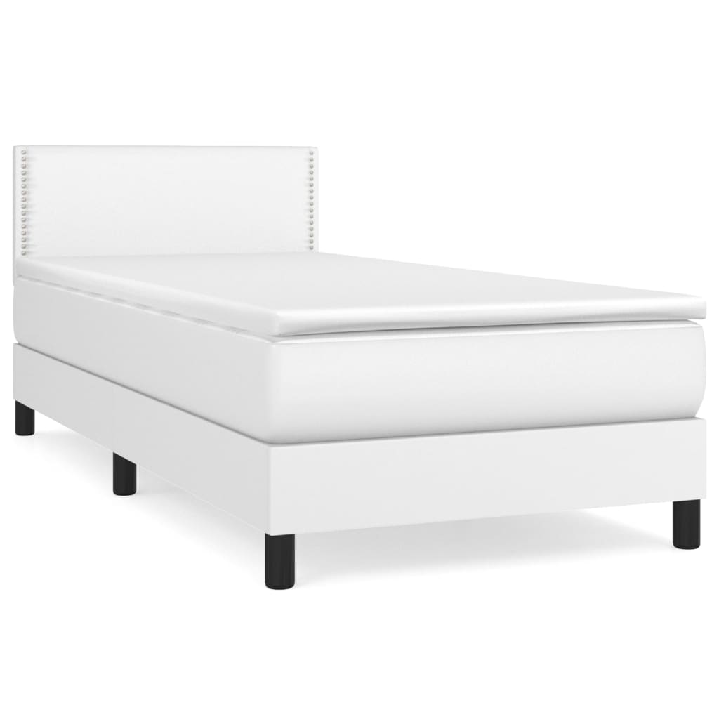 vidaXL Boxspring met matras kunstleer wit 90x190 cm