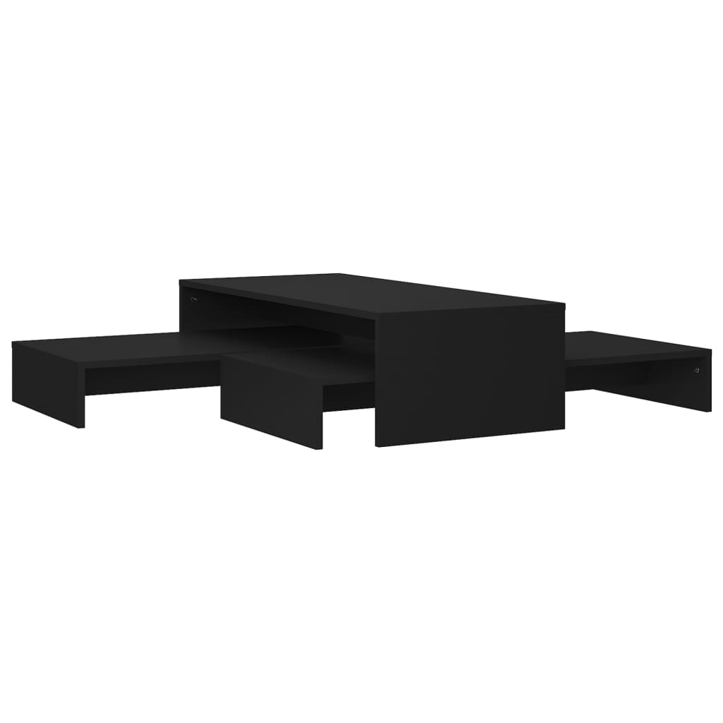 vidaXL Salontafelset 100x100x26,5 cm bewerkt hout zwart