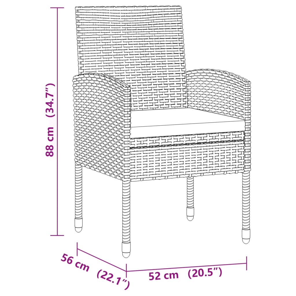 vidaXL 9-delige Tuinset poly rattan zwart