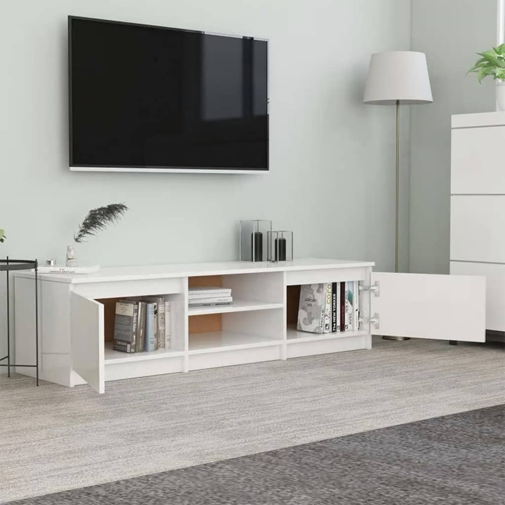 vidaXL Tv-meubel 140x40x35,5 cm bewerkt hout hoogglans wit