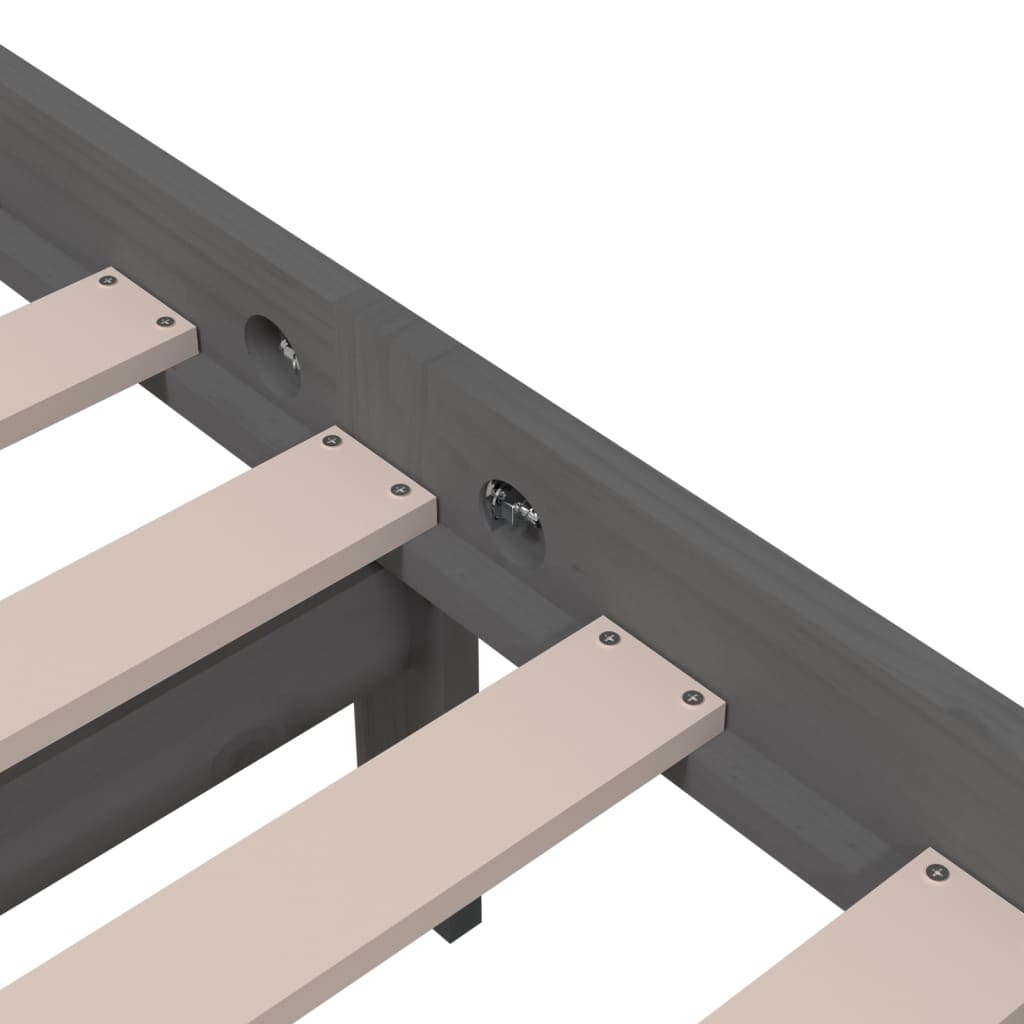 vidaXL Bedframe massief hout grijs 135x190 cm 4FT6 Double