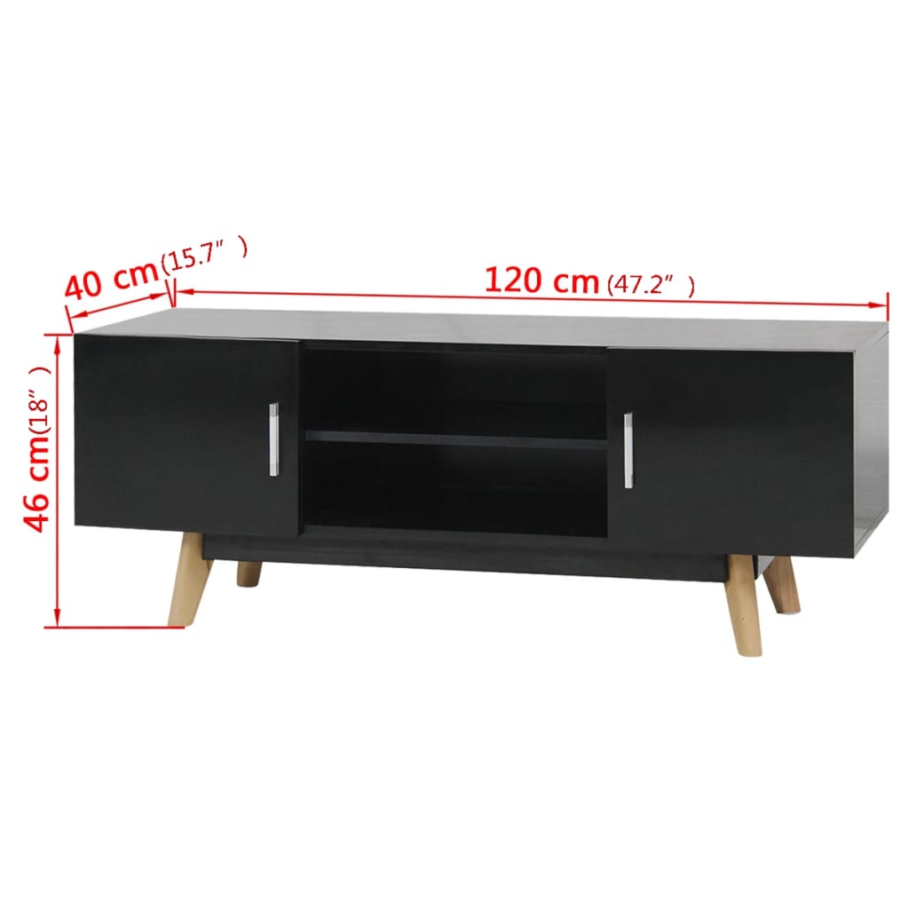 vidaXL Tv-meubel 120x40x46 cm MDF hoogglans zwart