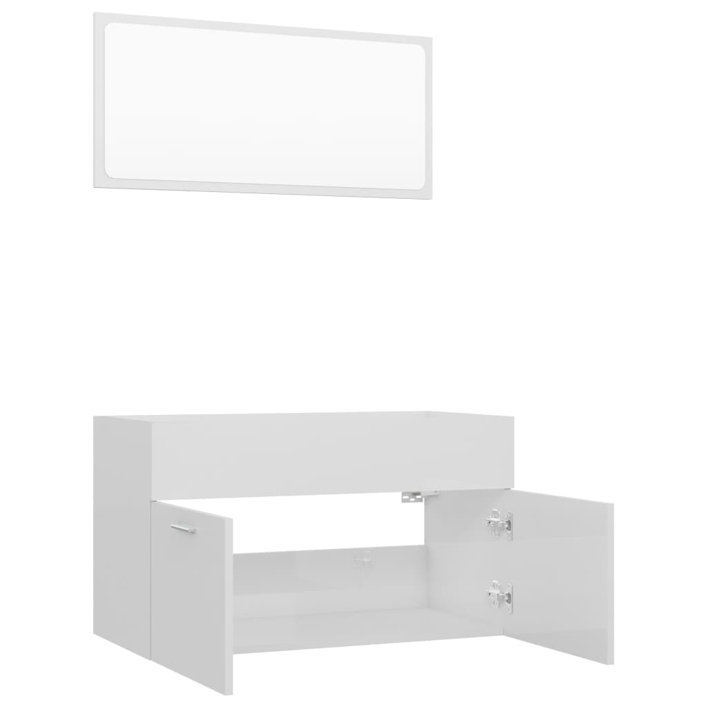 804797 vidaXL 2 Piece Bathroom Furniture Set High Gloss White Engineered Wood