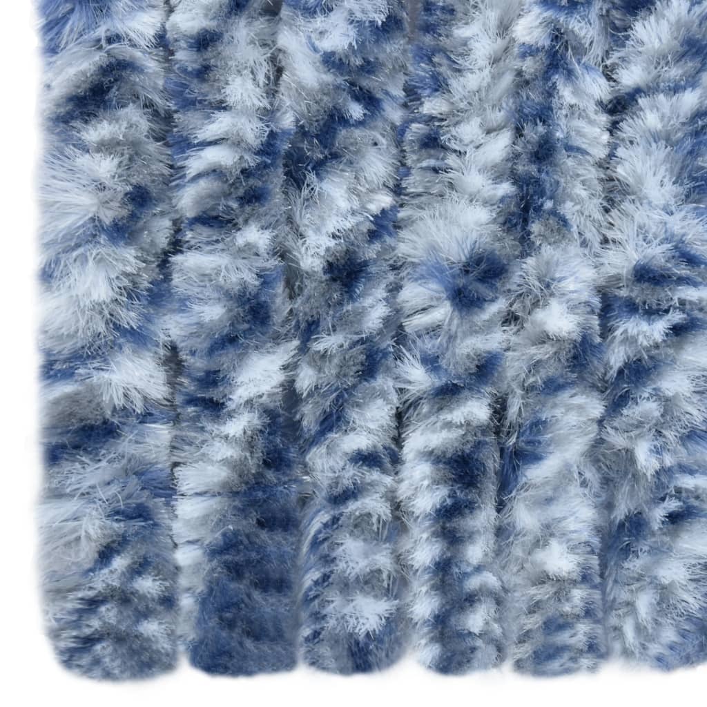 vidaXL Vliegengordijn 90x200 cm chenille blauw en wit