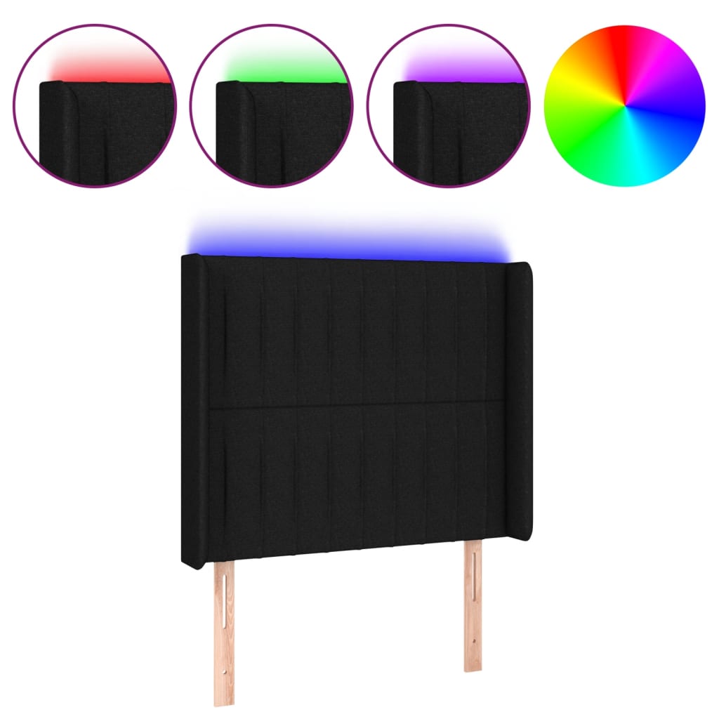 vidaXL Hoofdbord LED 83x16x118/128 cm stof zwart
