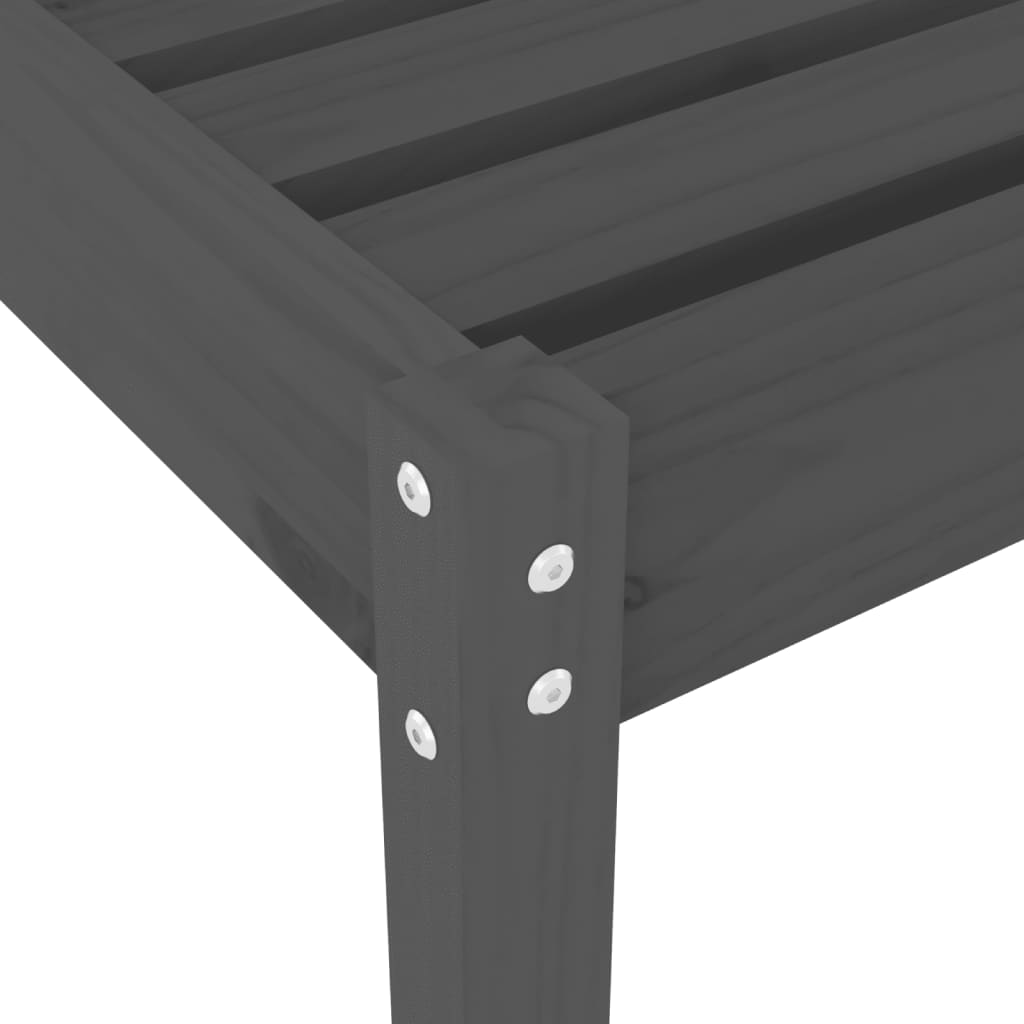 vidaXL Ligbedden 2 st met tafeltje massief grenenhout grijs