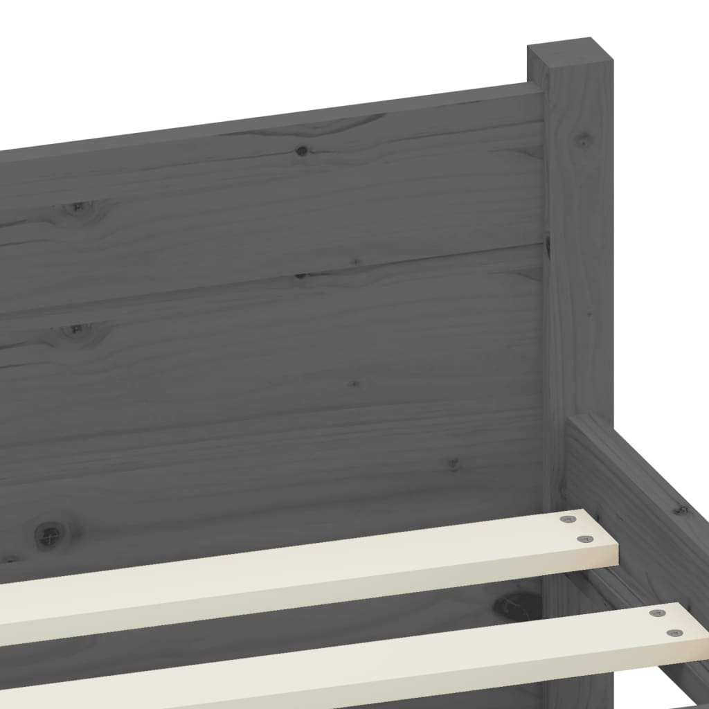 vidaXL Bedframe massief hout grijs 75x190 cm 2FT6 Small Single