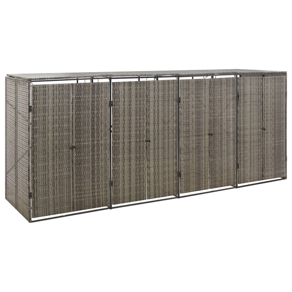 vidaXL Containerberging viervoudig 274x80x117 cm poly rattan grijs