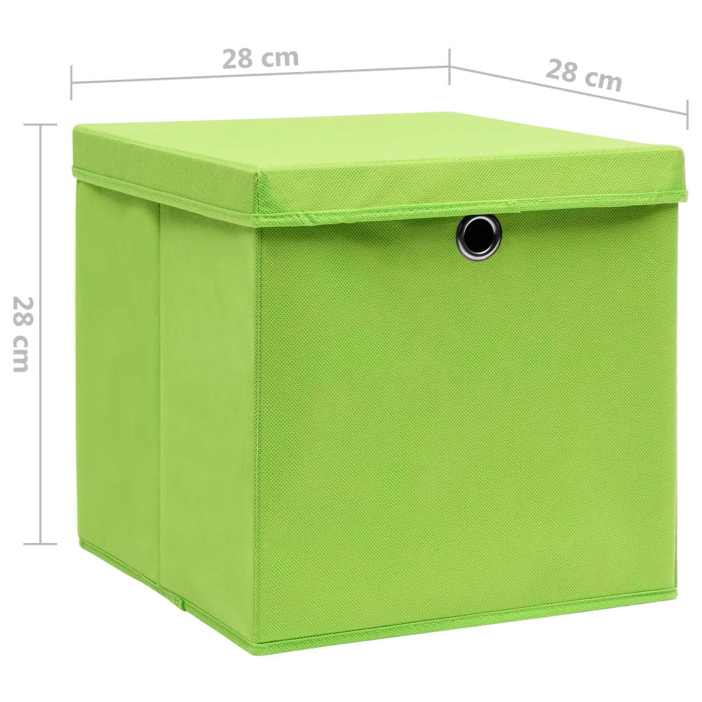 vidaXL Opbergboxen met deksel 10 st 28x28x28 cm groen