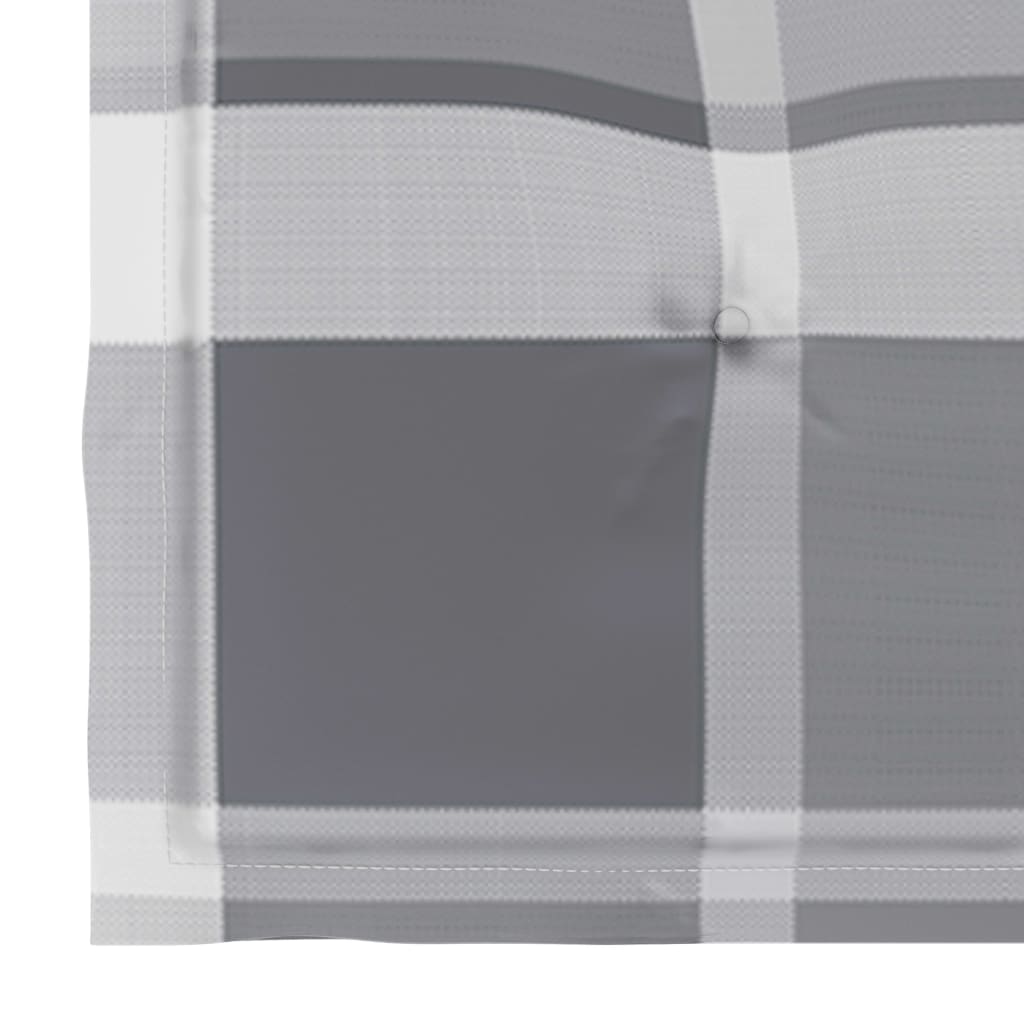 vidaXL 3-delige Bistroset met grijs geruite kussens massief teakhout