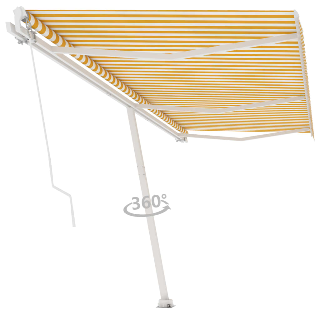 vidaXL Luifel vrijstaand handmatig uittrekbaar 600x300 cm geel en wit