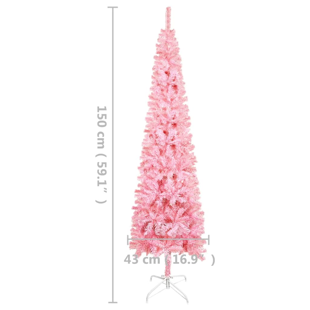 vidaXL Kerstboom met LED smal 150 cm roze