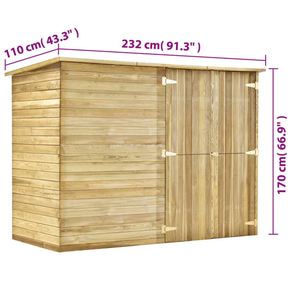 vidaXL Tuinschuur 232x110x170 cm geïmpregneerd grenenhout