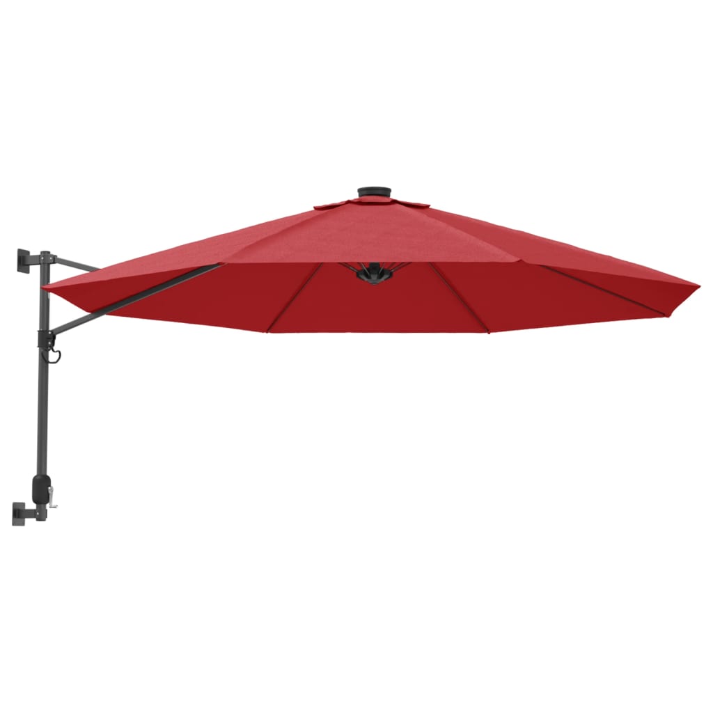 VidaXL Ombrellone A Parete Con Luci LED Giallo 290 Cm - Inclinabile E Resistente Ai Raggi UV - 2