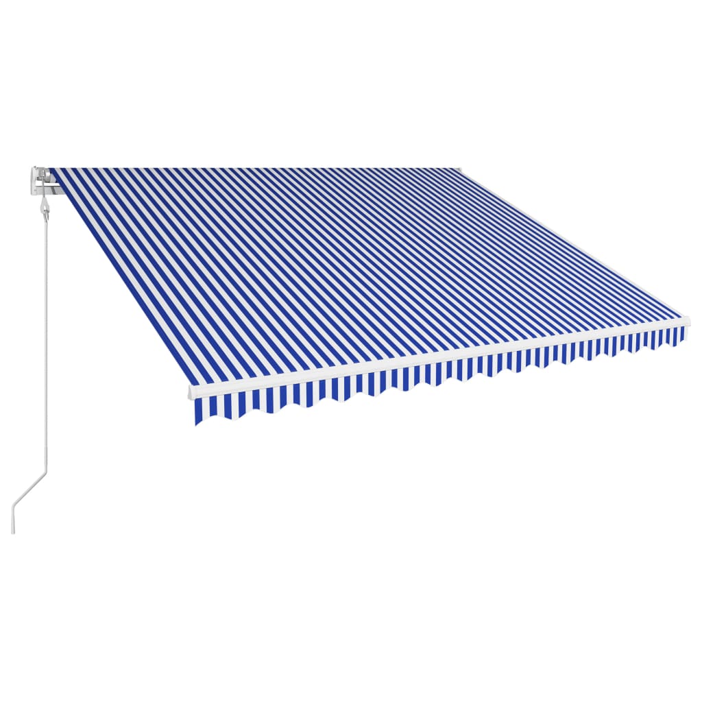 vidaXL Luifel automatisch uittrekbaar 400x300 cm blauw en wit