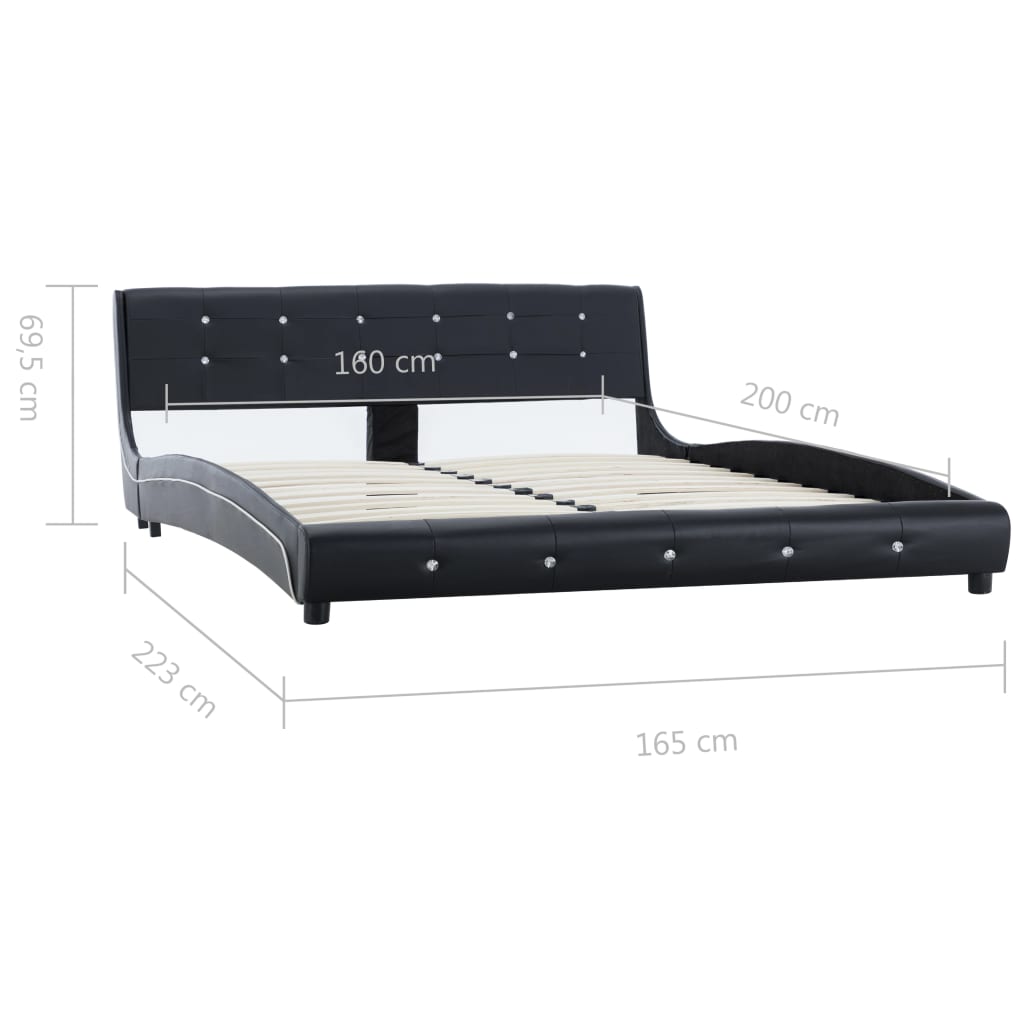 vidaXL Bed met matras kunstleer zwart 160x200 cm