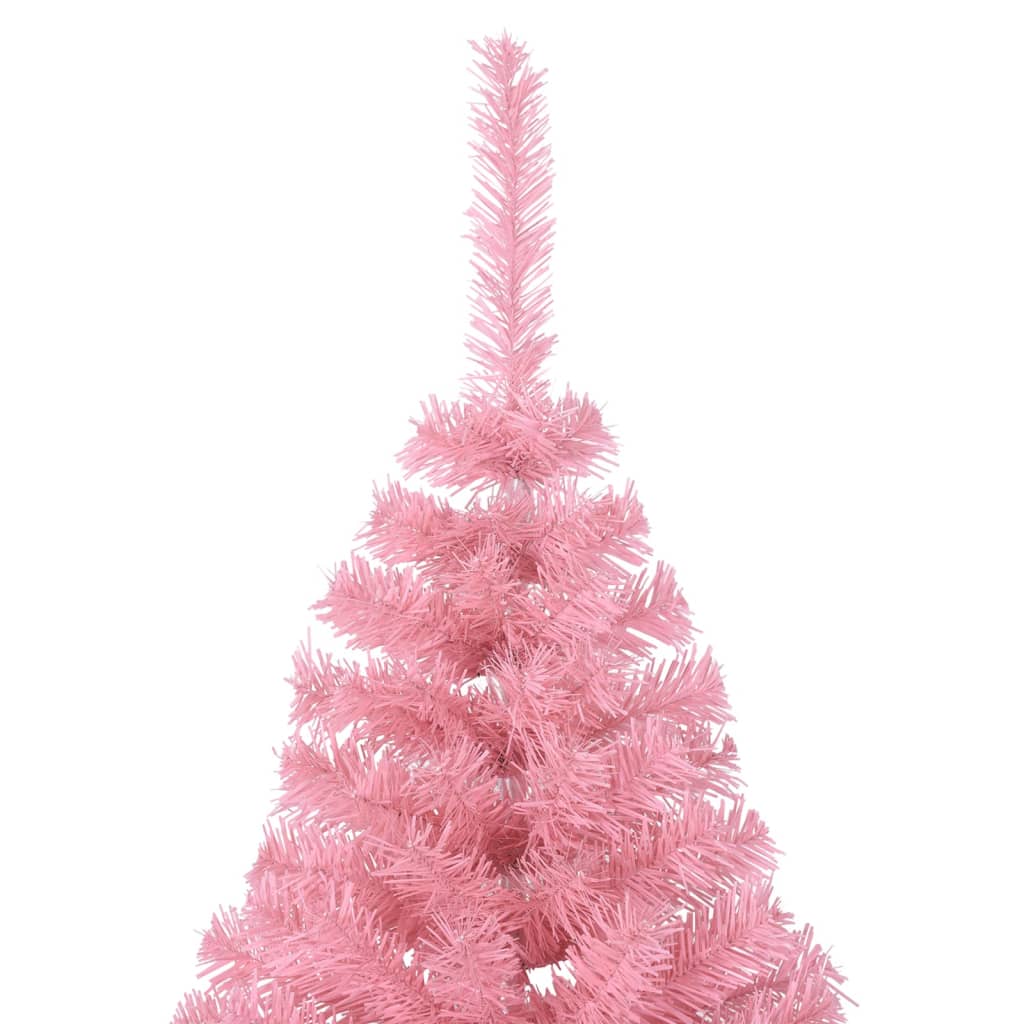 vidaXL Kunstkerstboom met standaard half 180 cm PVC roze