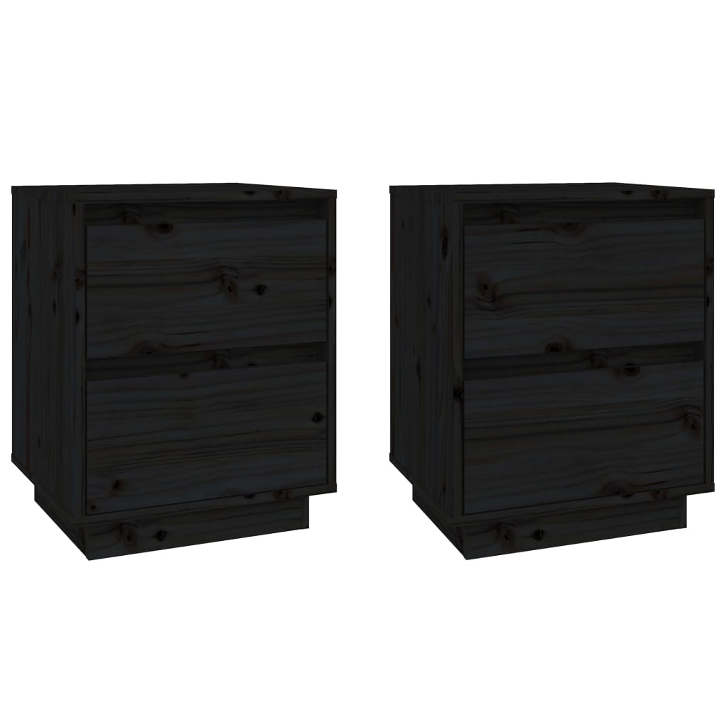 vidaXL Nachtkastjes 2 st 40x35x50 cm massief grenenhout zwart