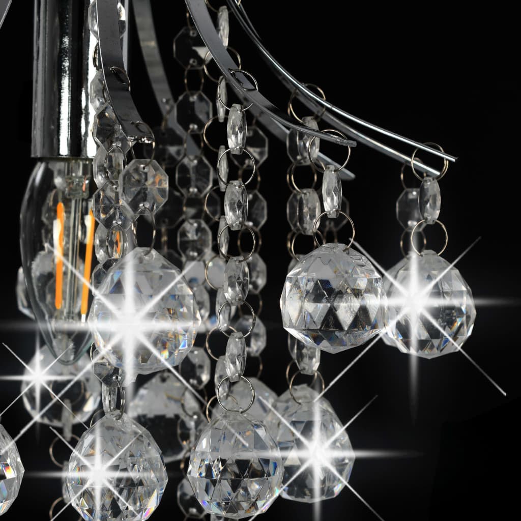 vidaXL Plafondlamp met kristallen kralen rond E14 zilverkleurig