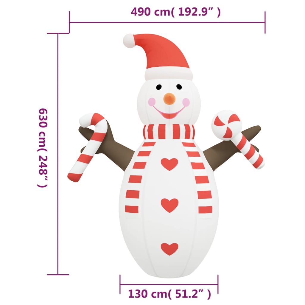 VidaXL Sneeuwpop opblaasbaar met LED's 630 cm