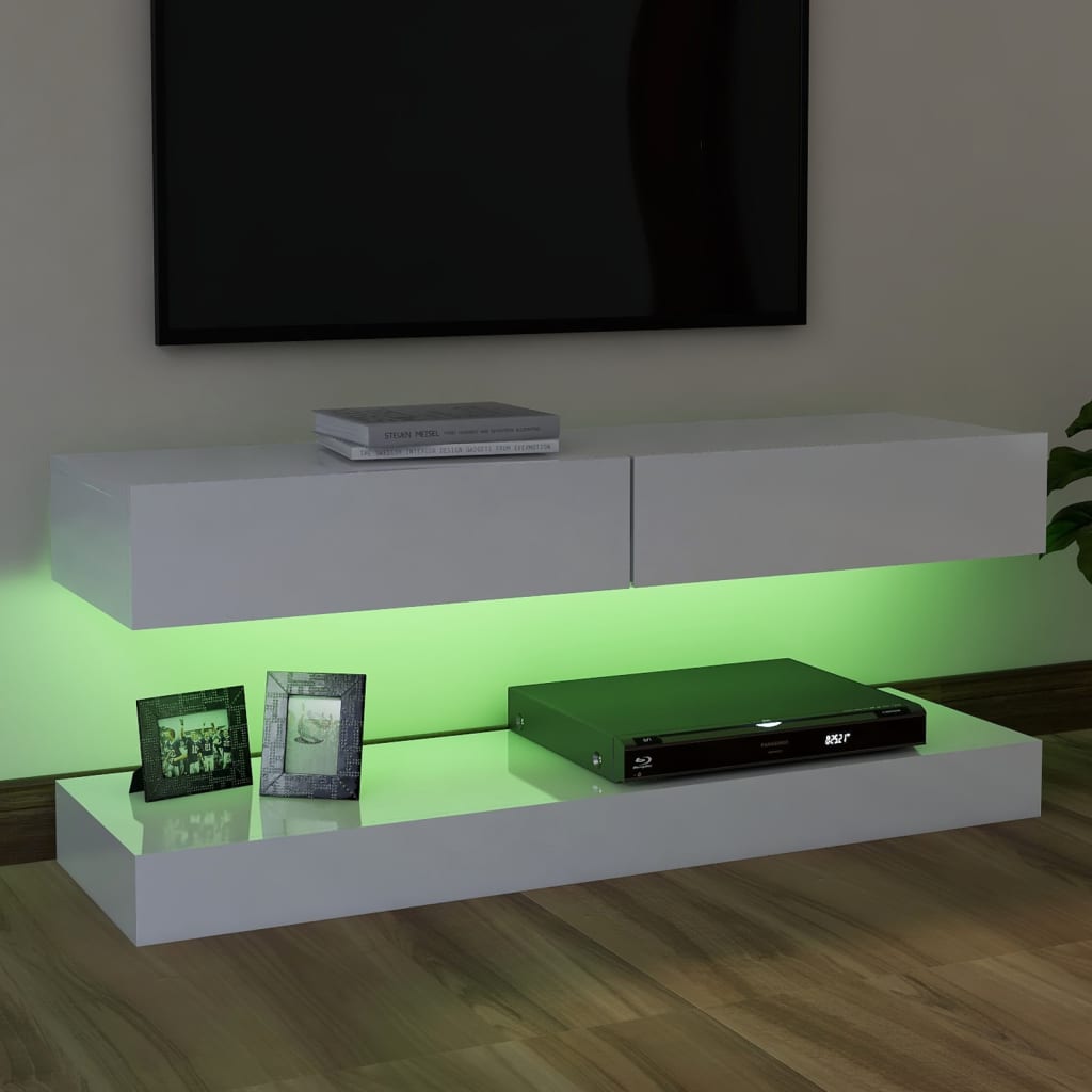 vidaXL Tv-meubel met LED-verlichting 120x35 cm hoogglans wit