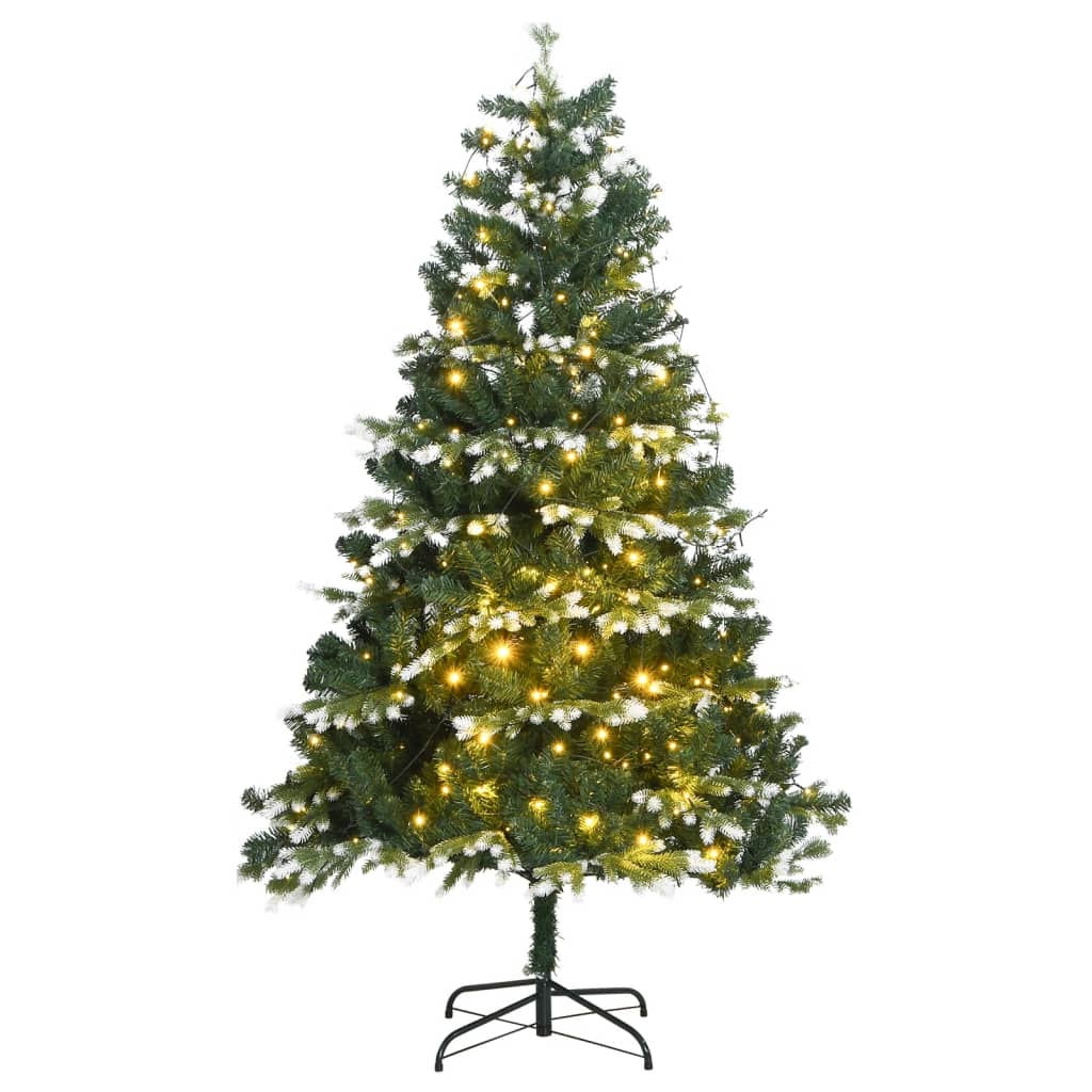 vidaXL Kunstkerstboom met scharnieren 300 LED's en sneeuw 180 cm