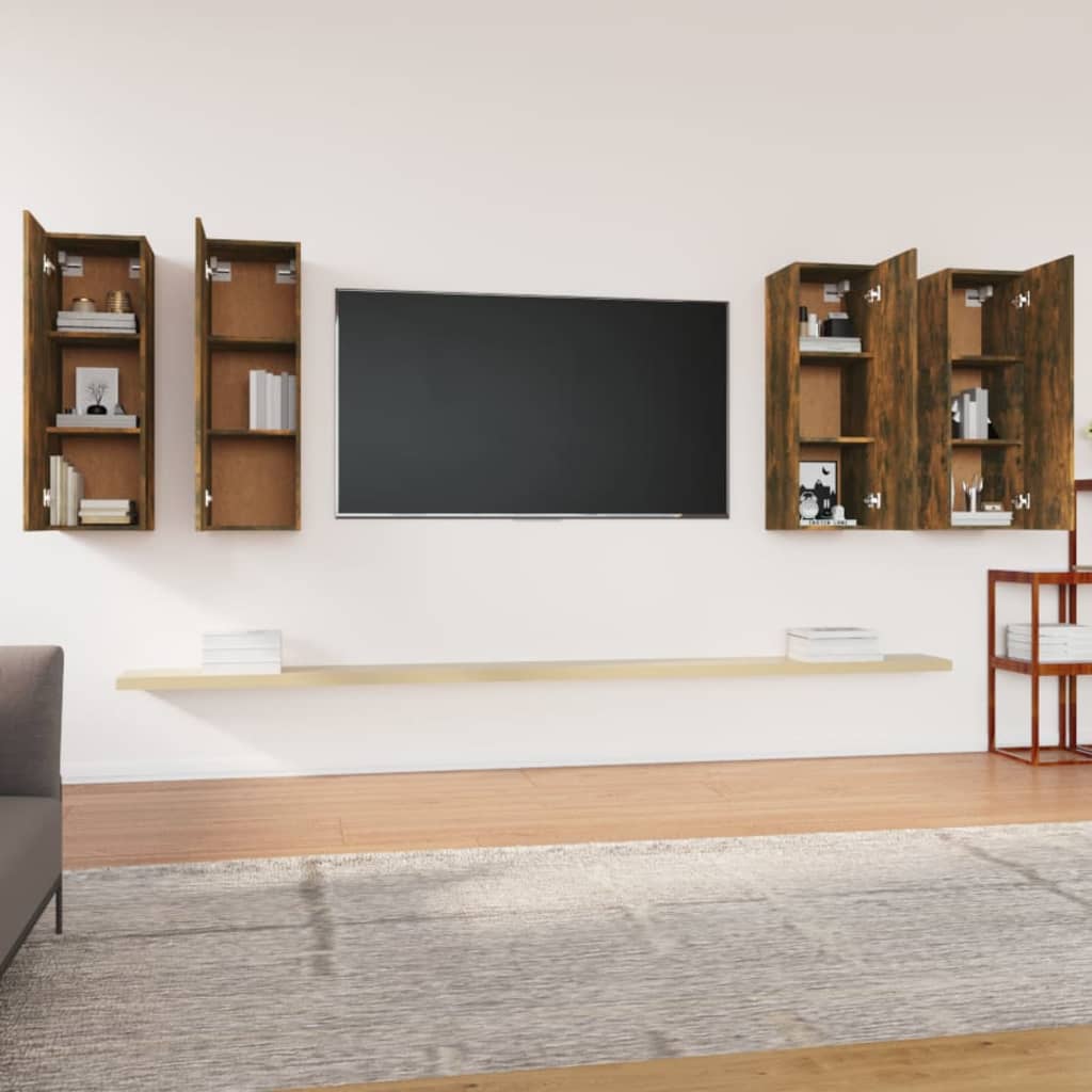 vidaXL Tv-meubelen 4 st 30,5x30x90 cm bewerkt hout gerookt eikenkleur