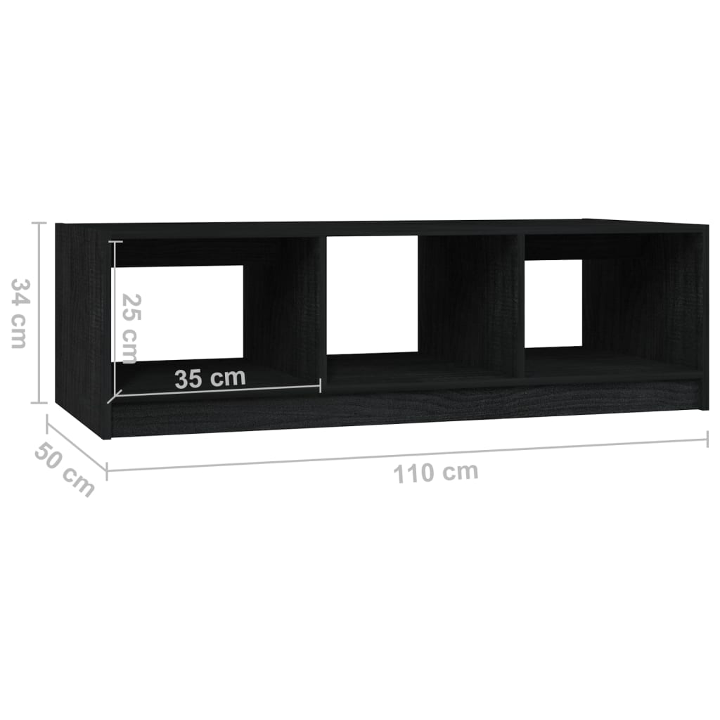 vidaXL Salontafel 110x50x34 cm massief grenenhout zwart