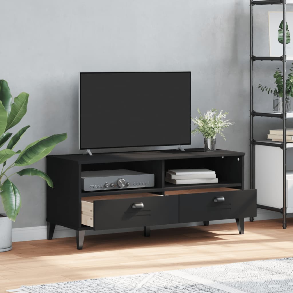 vidaXL Tv-meubel VIKEN massief grenenhout zwart