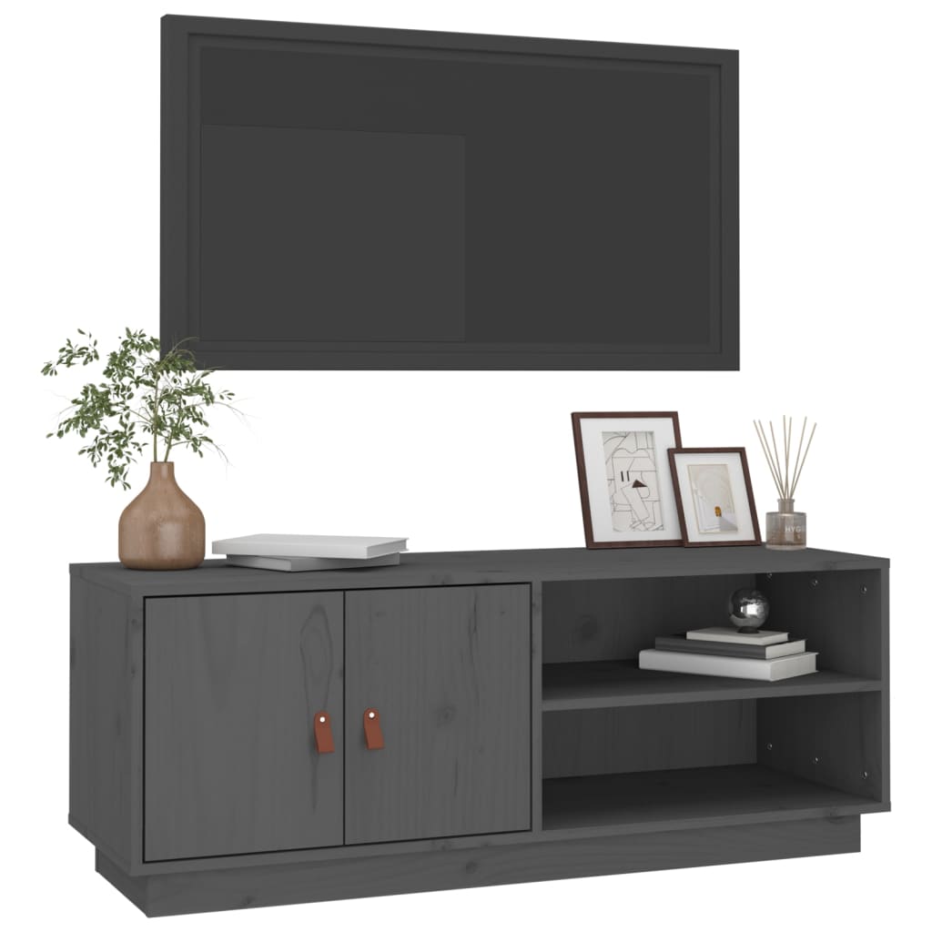 vidaXL Tv-meubel 105x34x40 cm massief grenenhout grijs