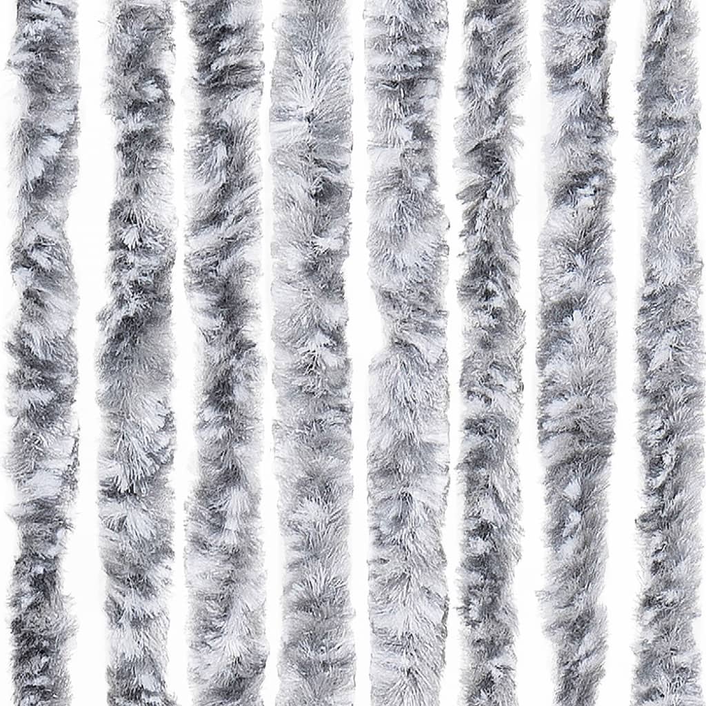 vidaXL Vliegengordijn 56x185 cm chenille wit en grijs