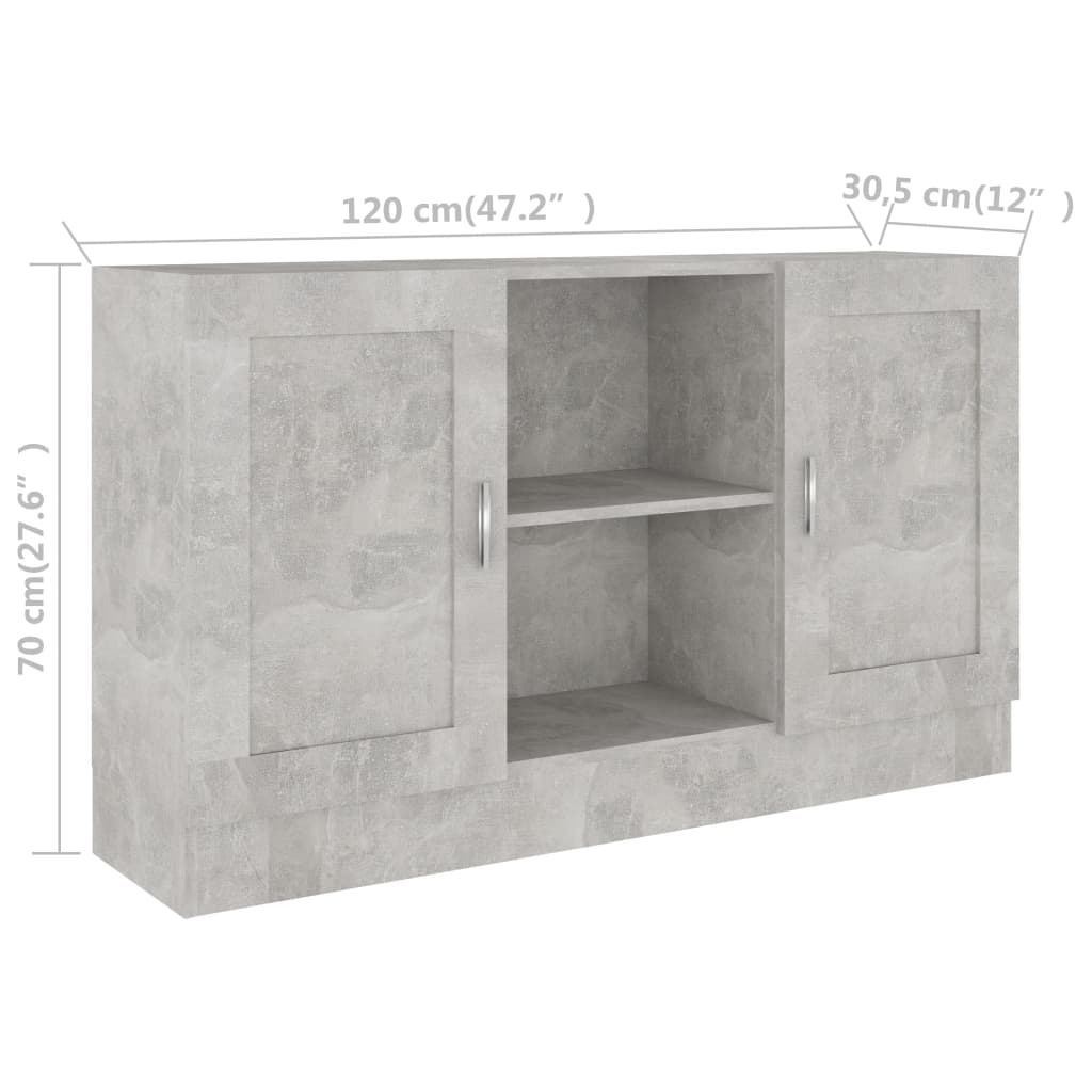 vidaXL Dressoir 120x30,5x70 cm spaanplaat betongrijs