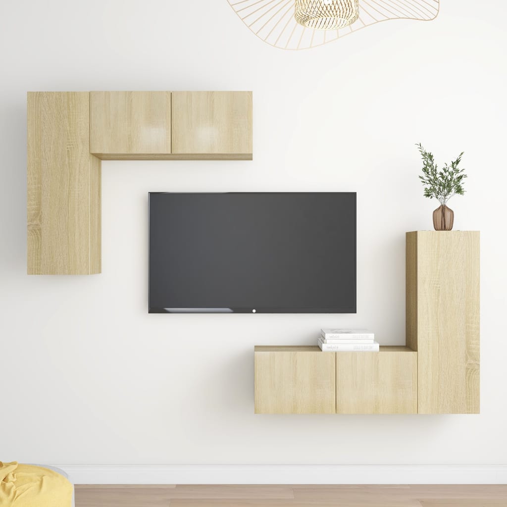 vidaXL 4-delige Tv-meubelset spaanplaat sonoma eikenkleurig