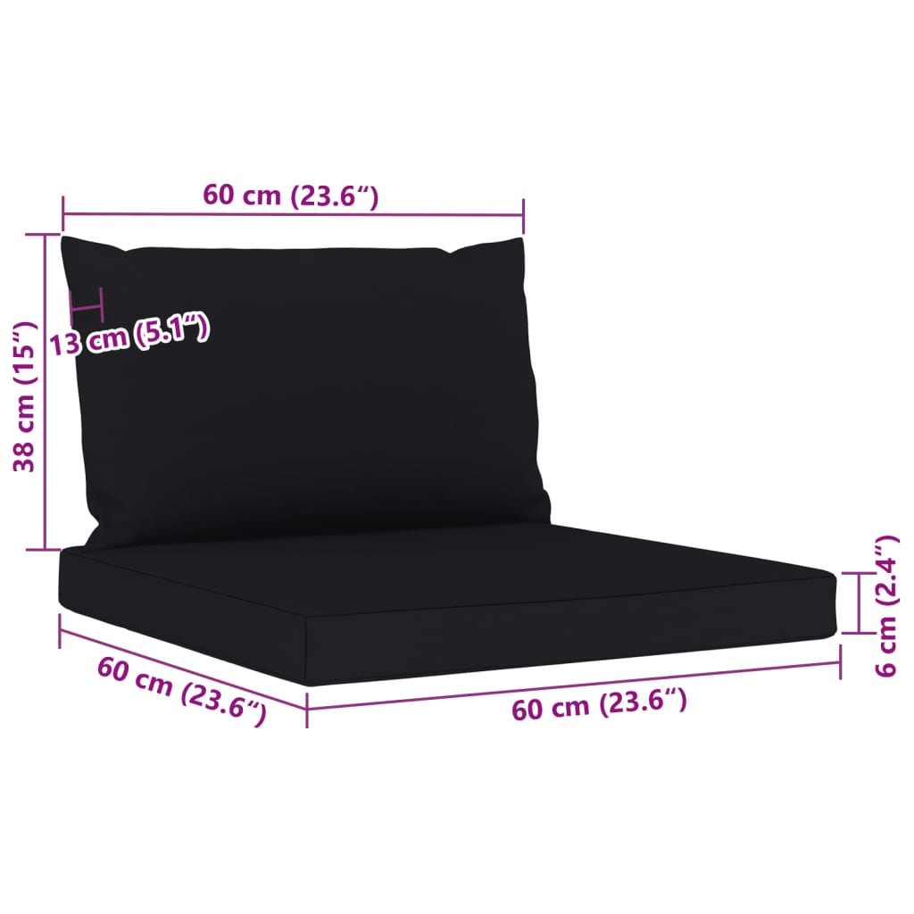 vidaXL 5-delige Loungeset met zwarte kussens